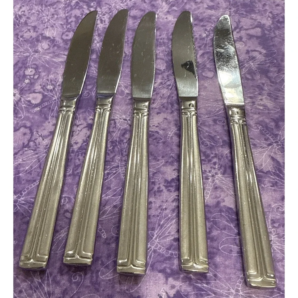 Wallace WAS244 Stainless Steel Flatware Solid Dinner Knife Knives‎ Set Of 5